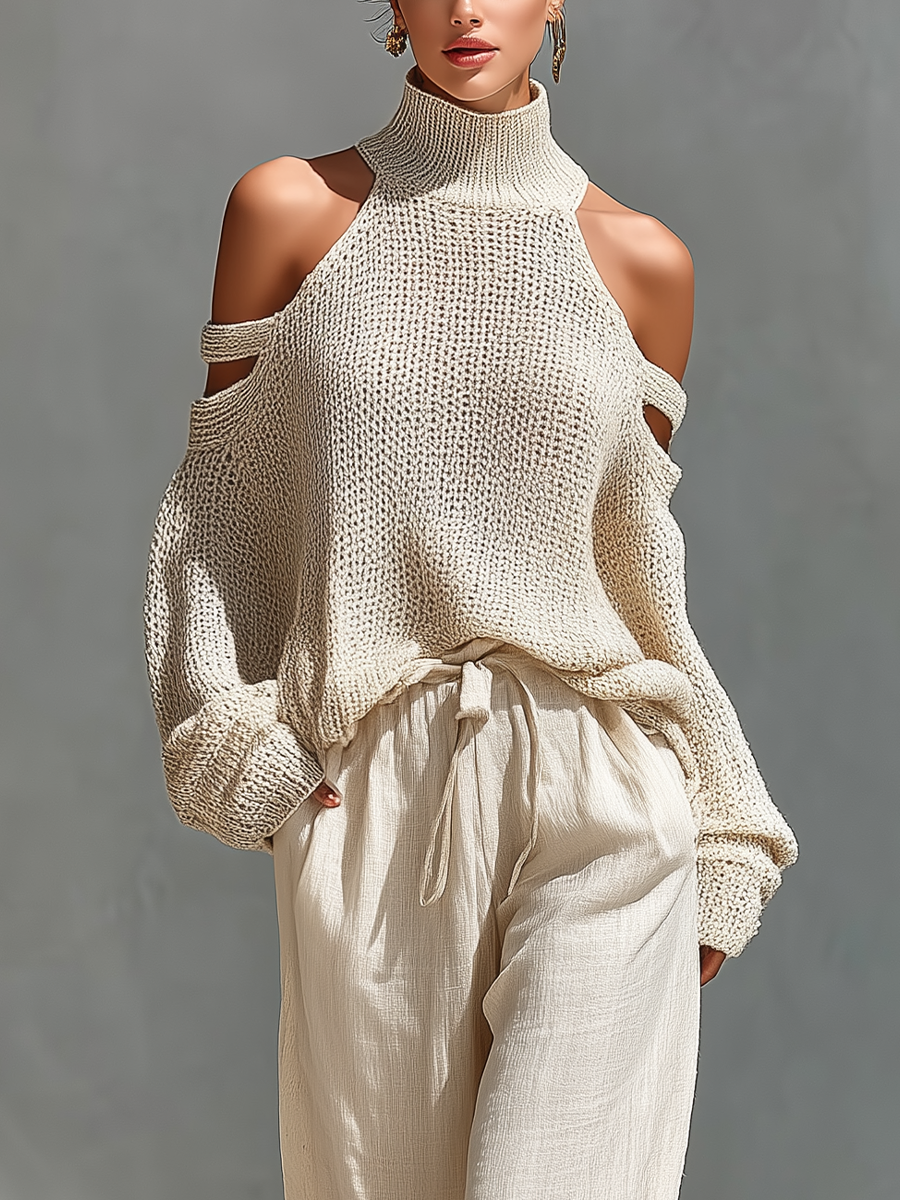 DIORELLE| KNIT TOP & WIDE-LEG PANTS SET FOR WOMEN