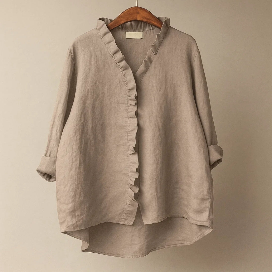 Rosalyn Blouse | Soft Linen Ruffle Top
