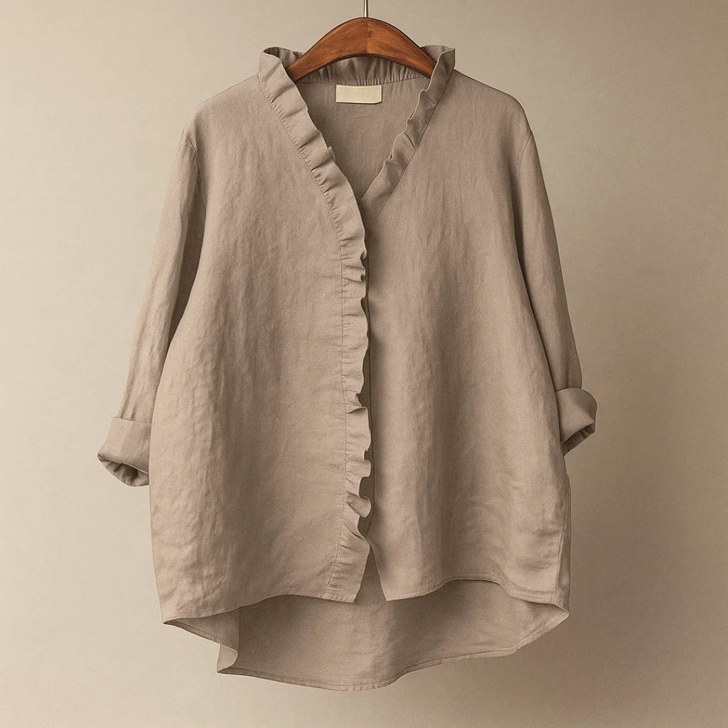 Rosalyn Blouse | Soft Linen Ruffle Top