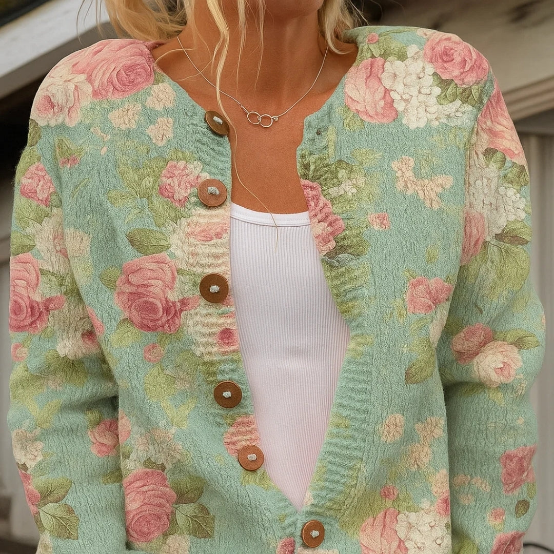 Willow Bloom | Cozy Floral Knit Cardigan