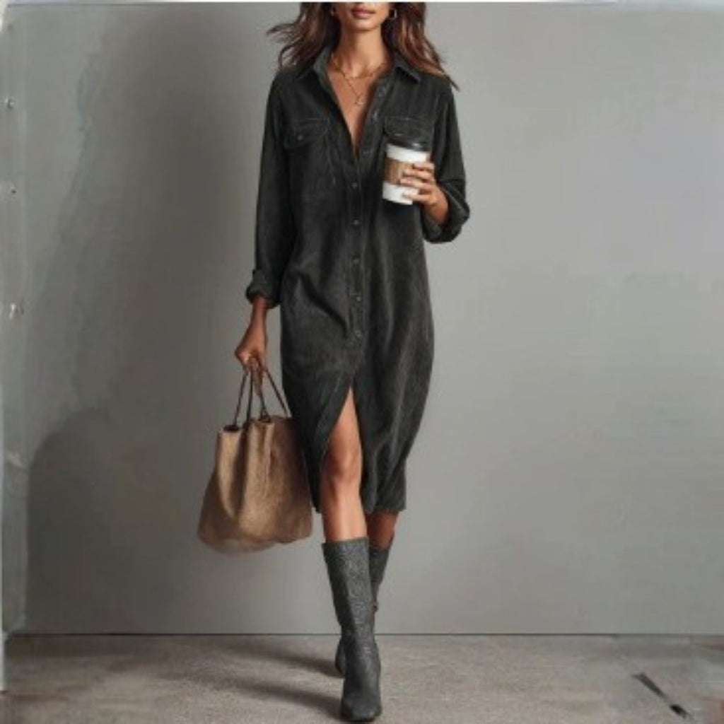 MARIBEL | CORDUROY SHIRT DRESS FOR WOMEN