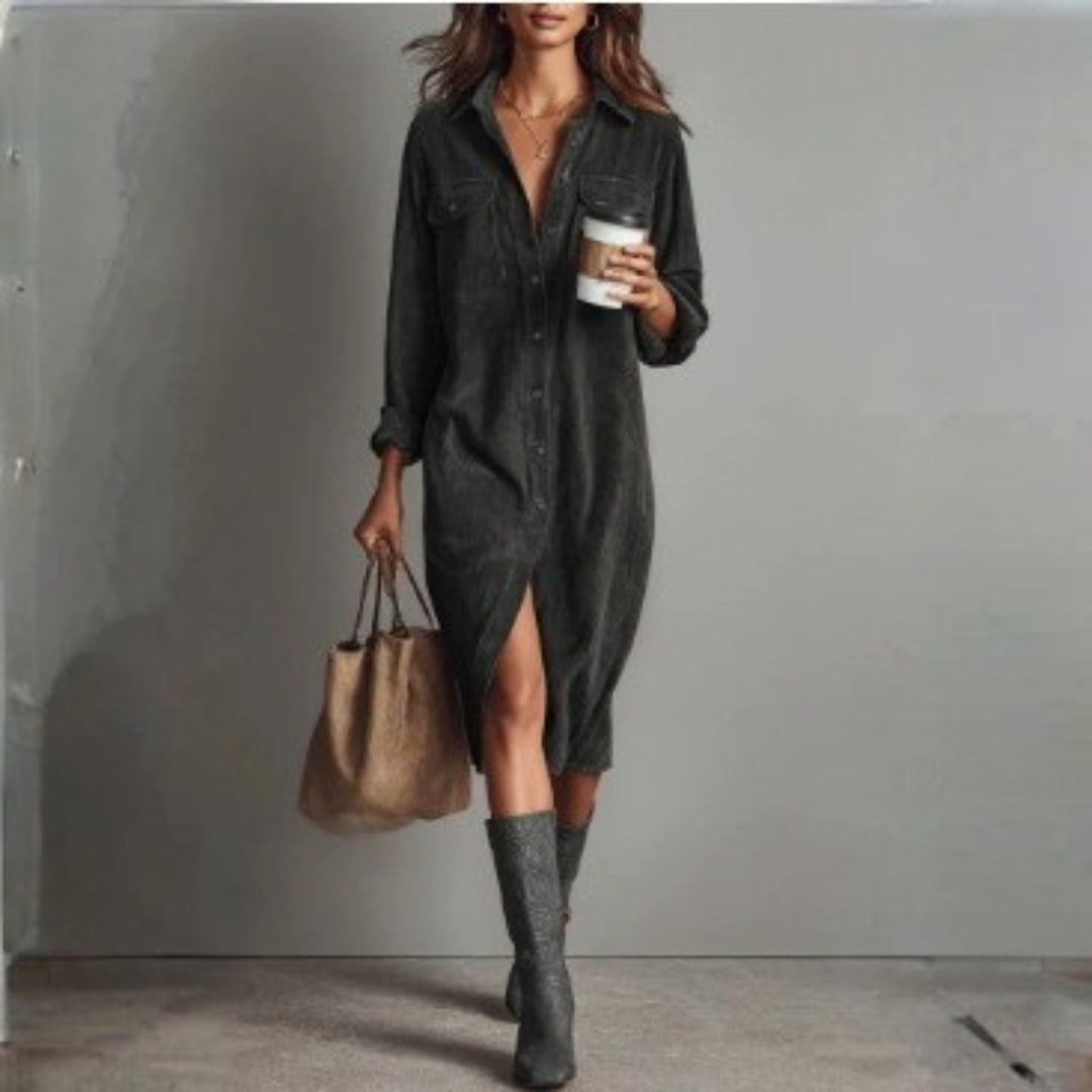MARIBEL | CORDUROY SHIRT DRESS FOR WOMEN