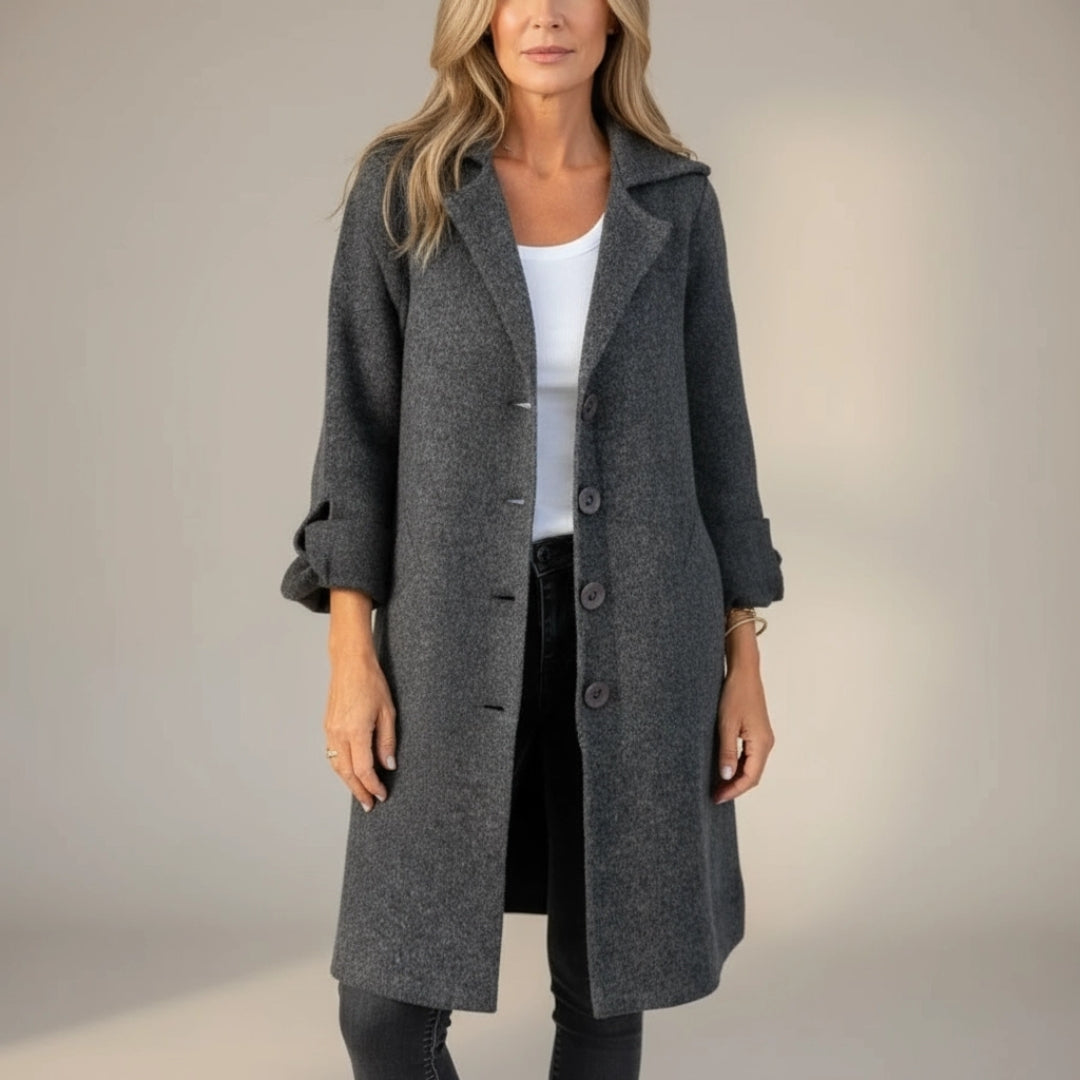 Maila | Casual Long Coat with Lapels