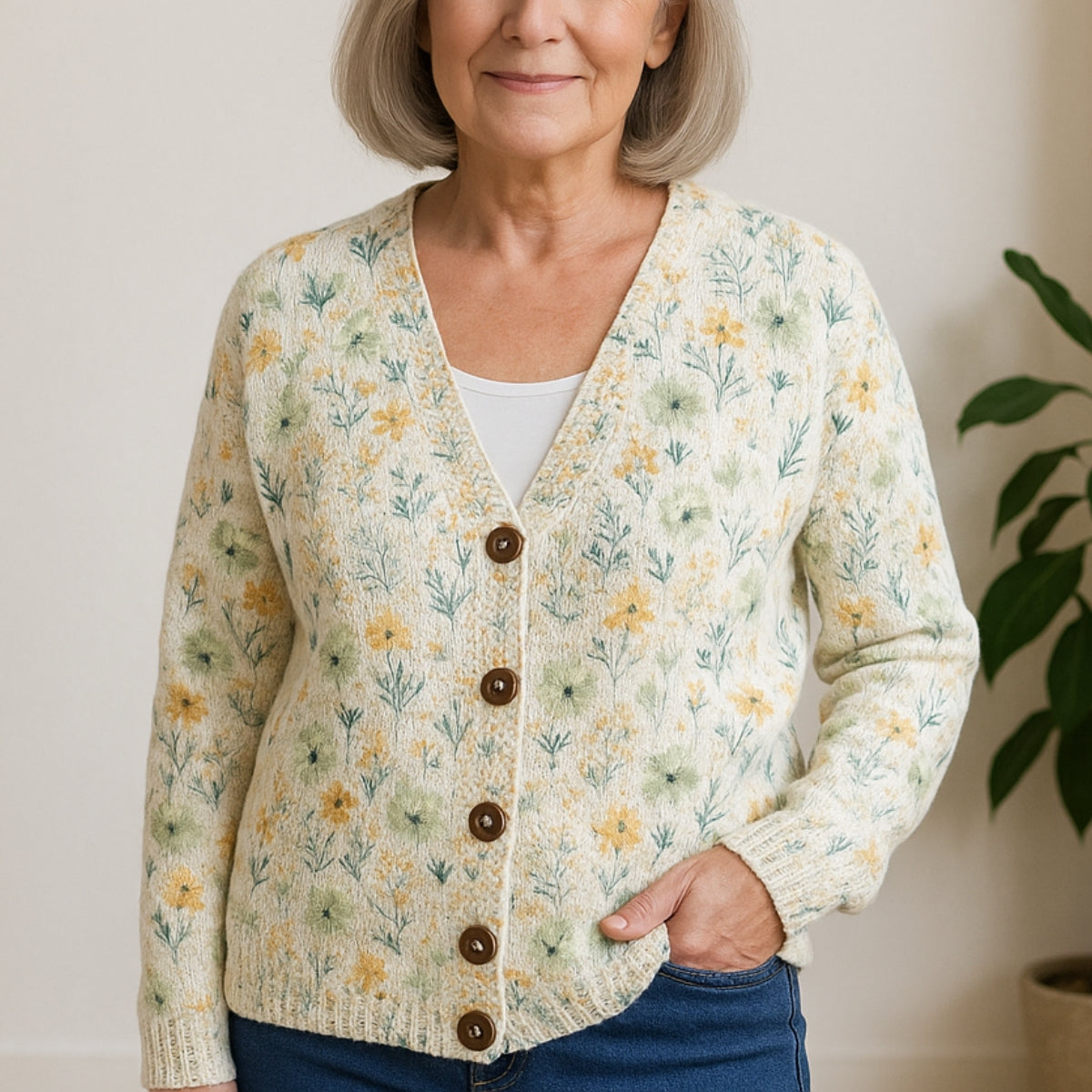 Florence | Knit Cardigan with Floral Print