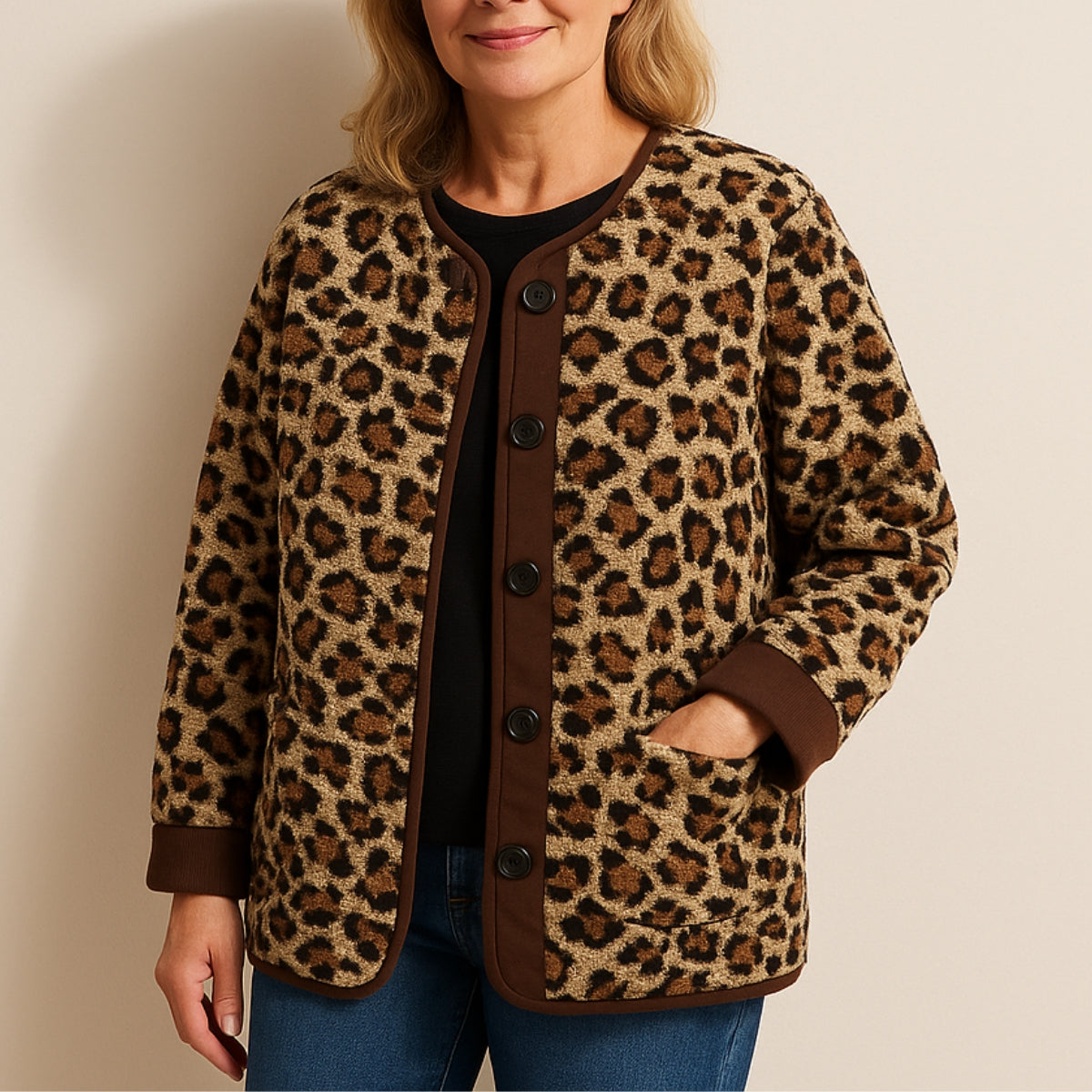Liora | Teddy Leopard Mid-Season Jacket