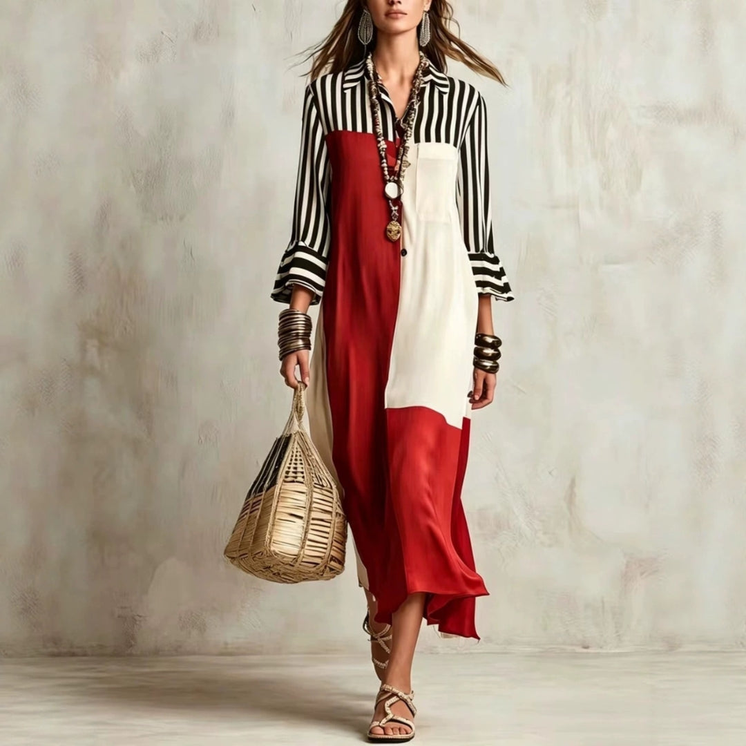MARIELLE | STRIPED COLOURBLOCK DRESS FOR WOMEN