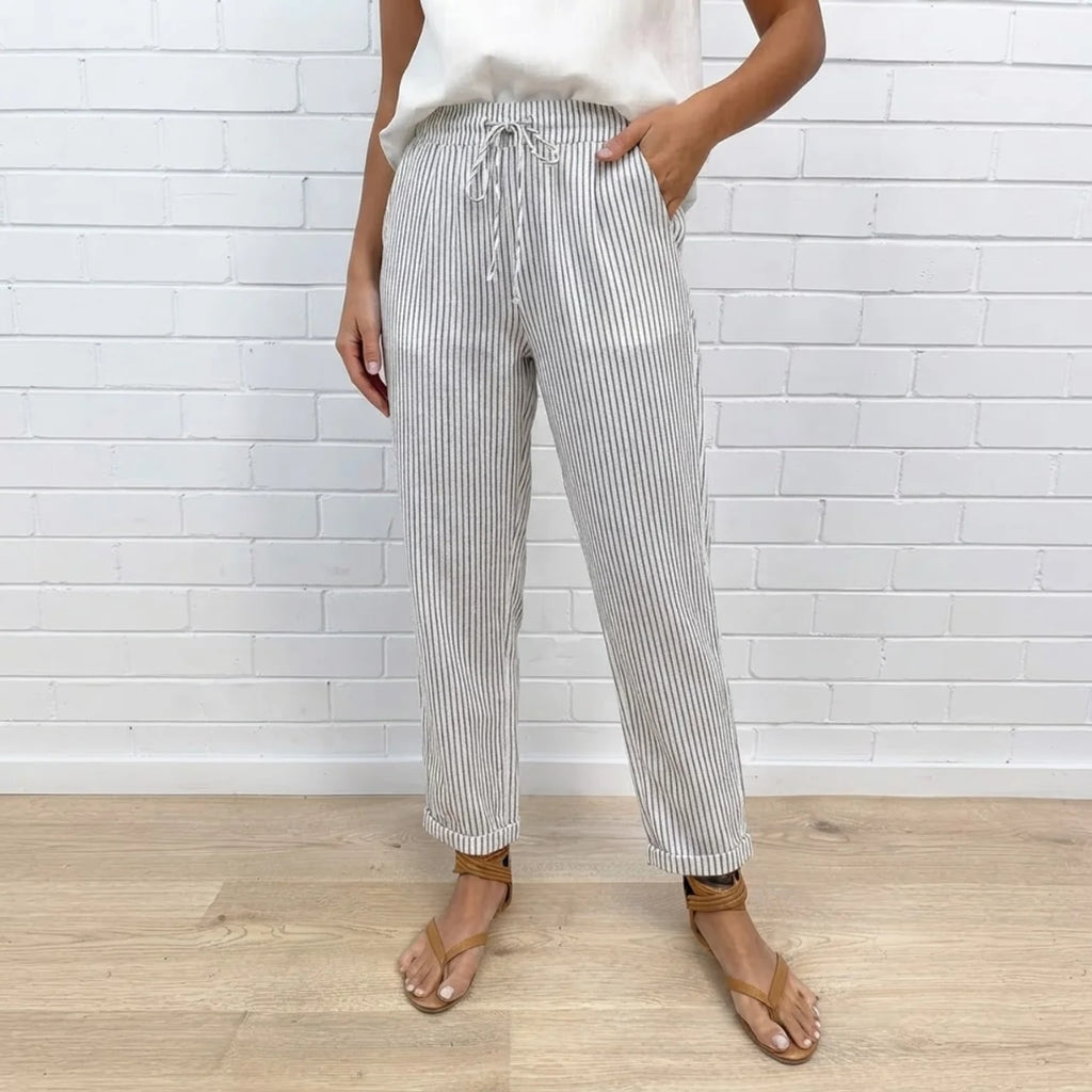 Serena | Relaxed Stripe Linen Pants