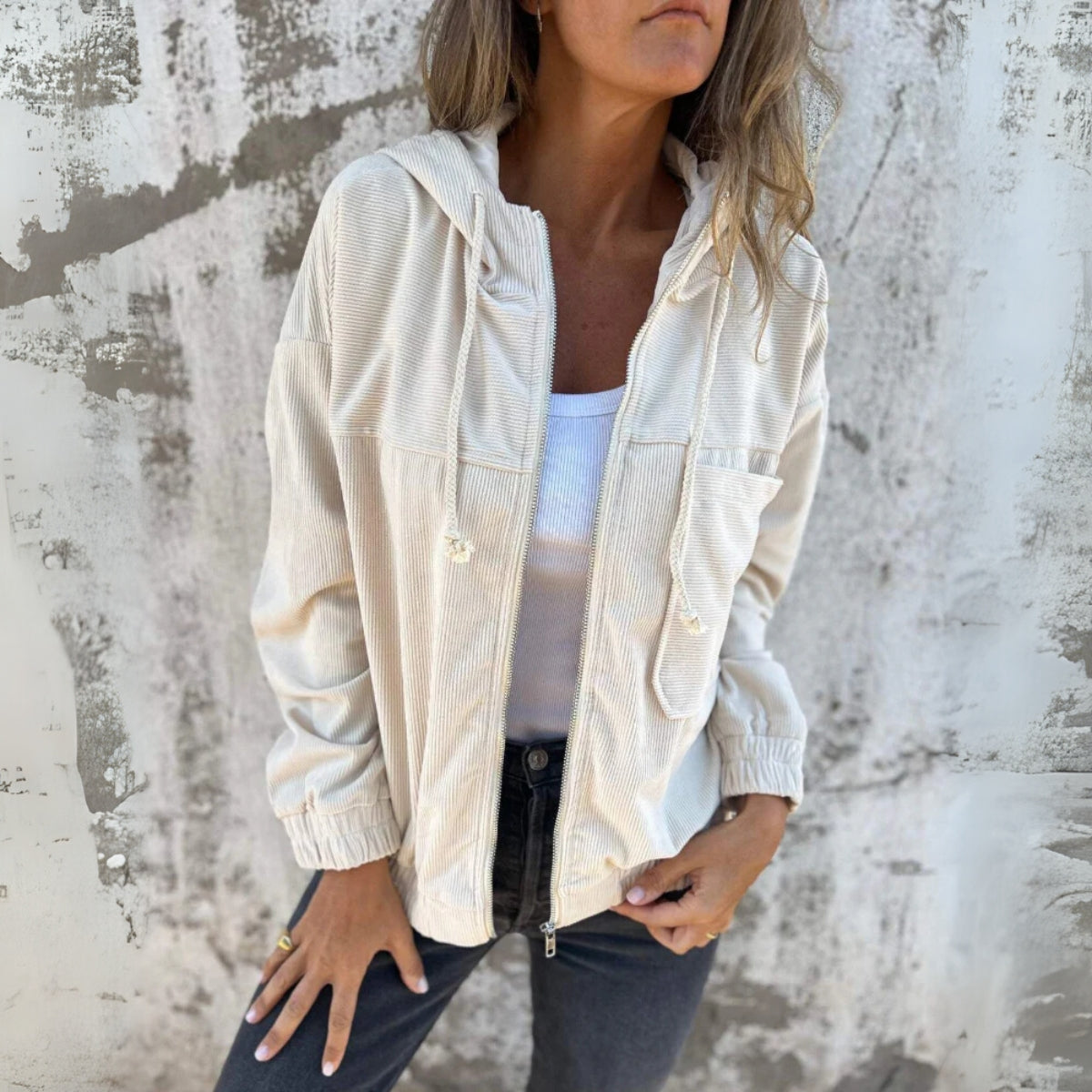 Lynora | Corduroy Zip Hoodie