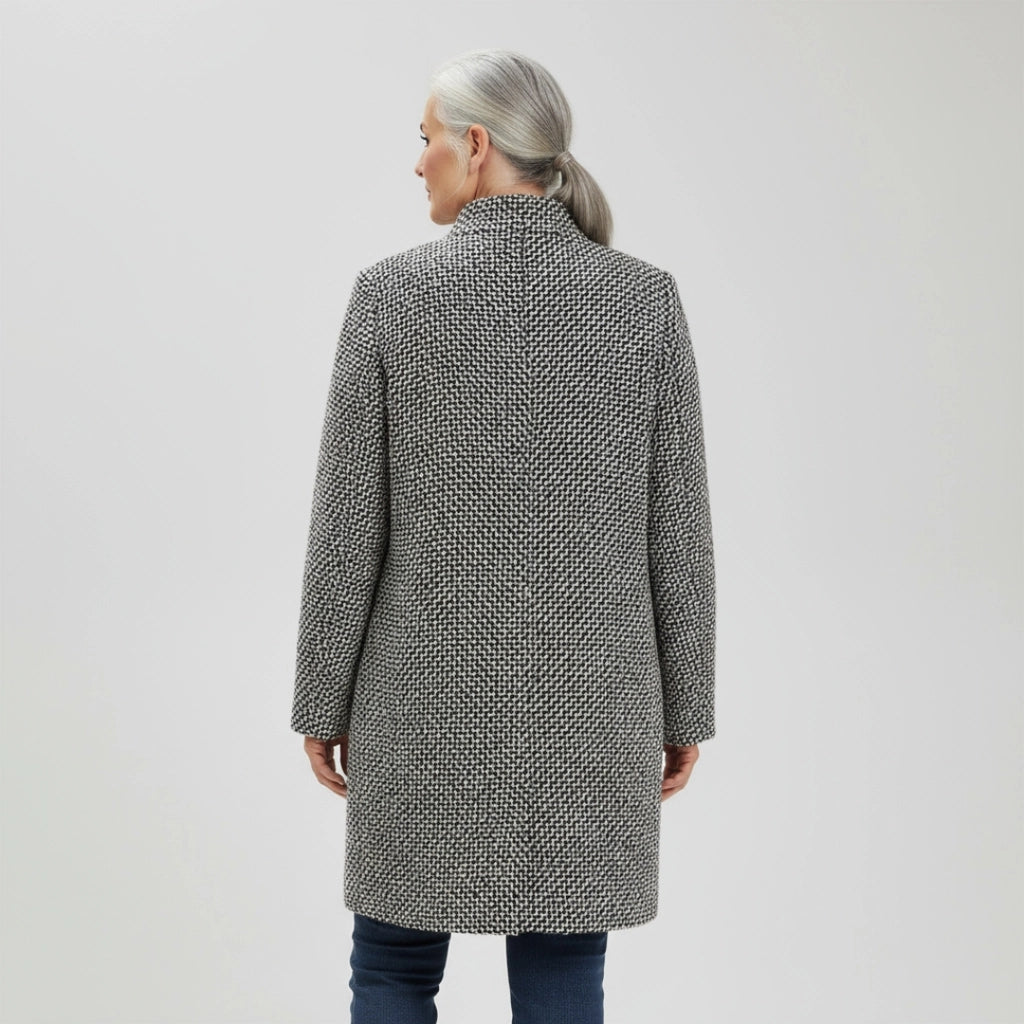 Evelaine | Soft Houndstooth Long Coat