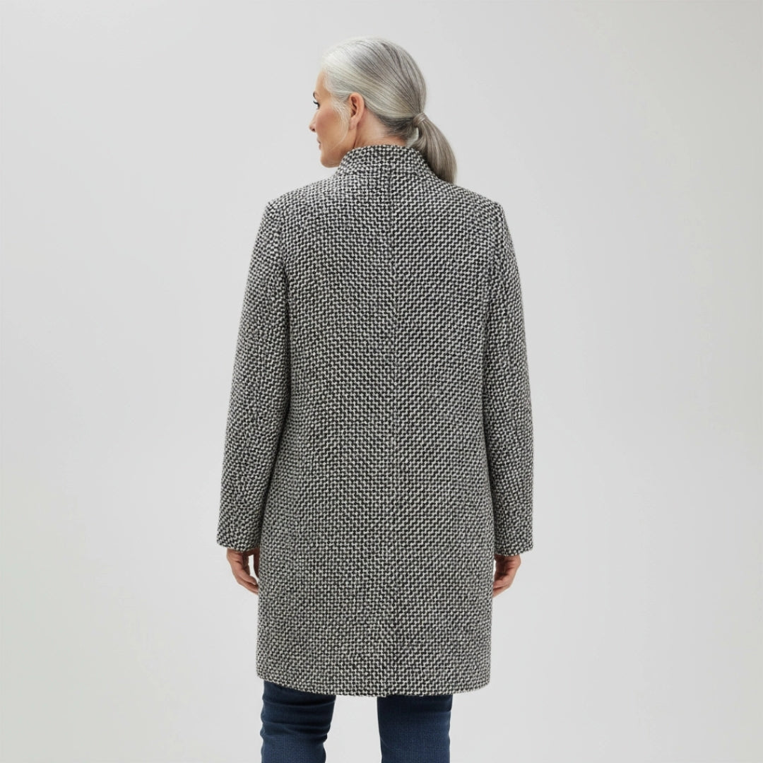 Evelaine | Soft Houndstooth Long Coat