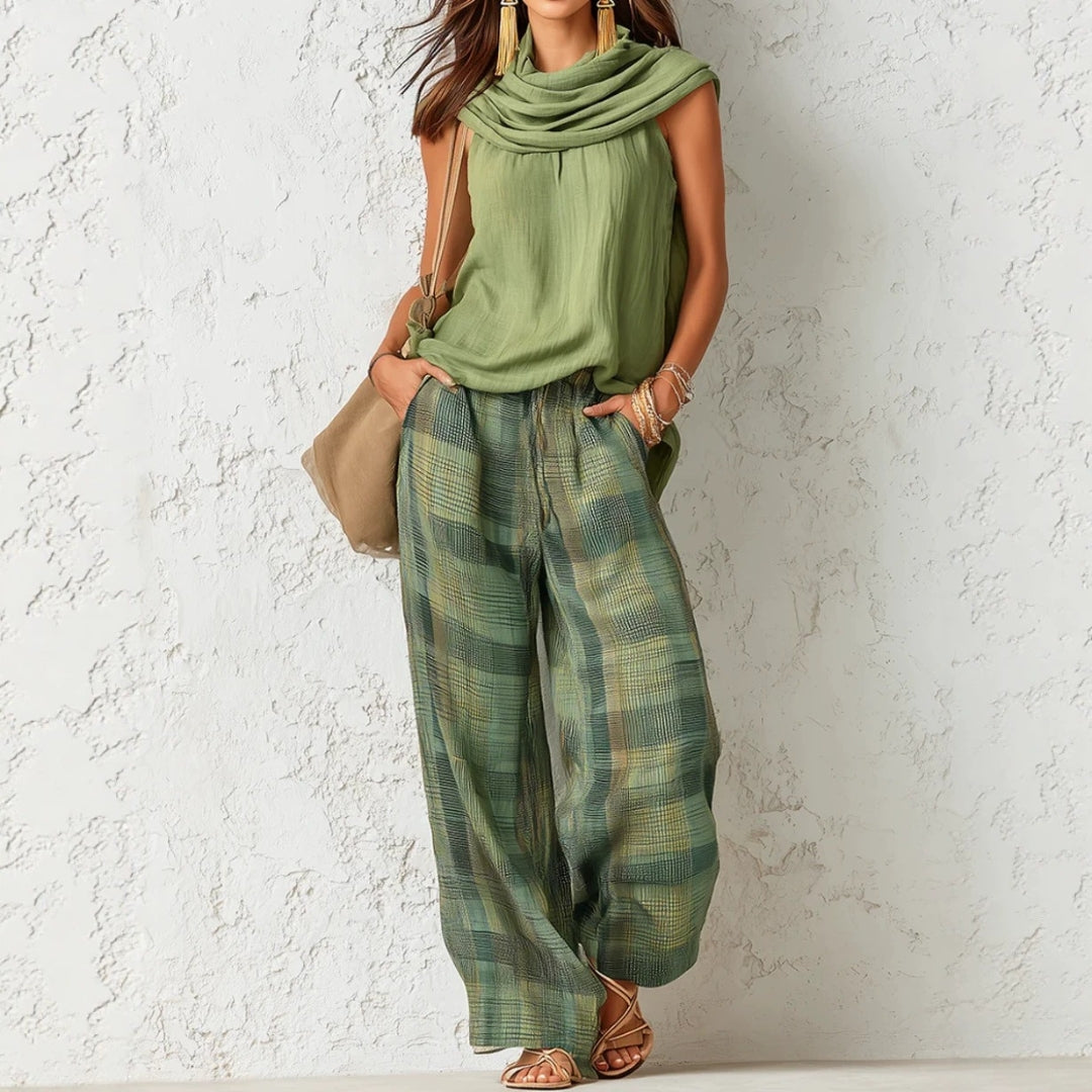WILLOW & SAGE | LINEN BLUSE TROUSERS SET FOR WOMEN