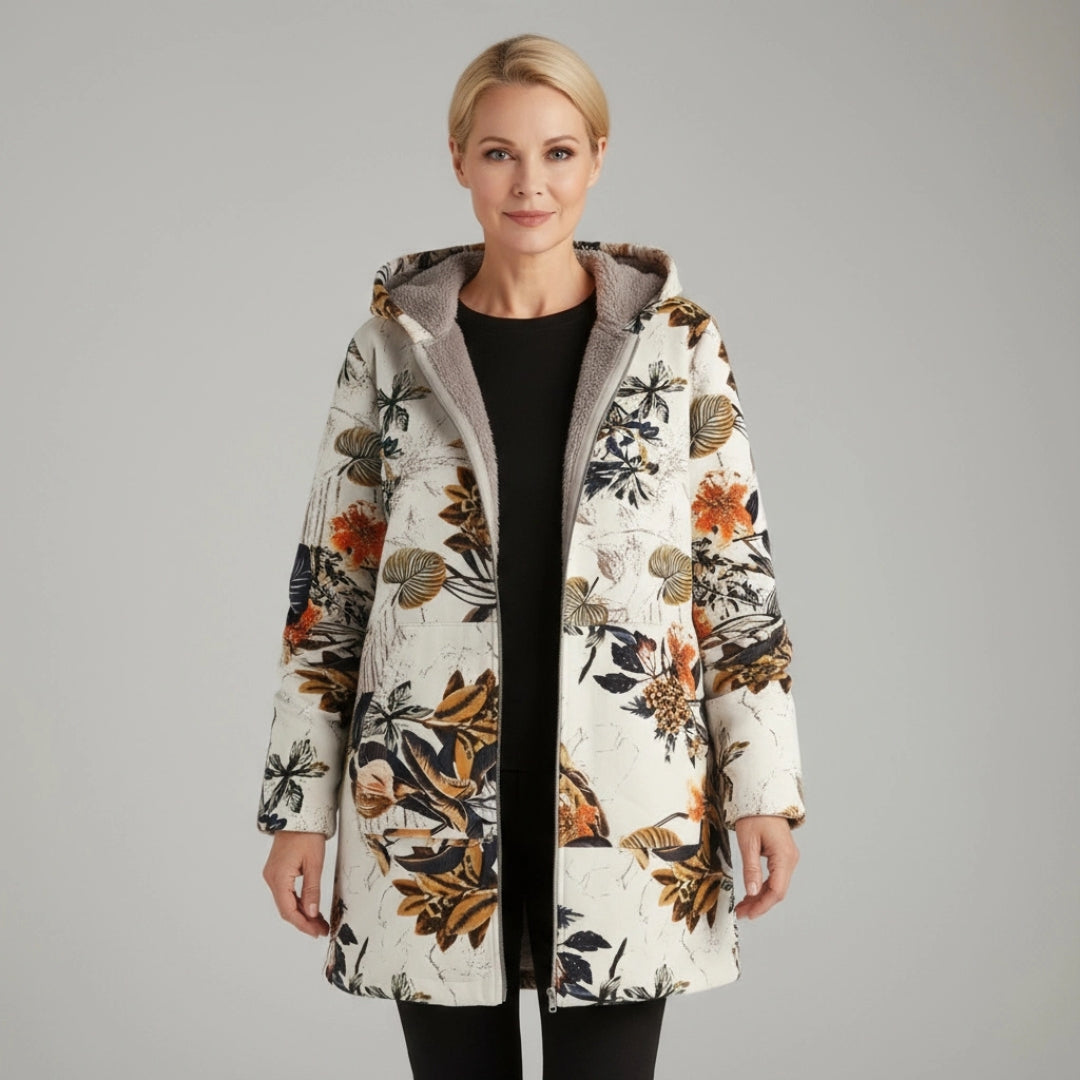 Annelise | Warm Fleece Floral Coat