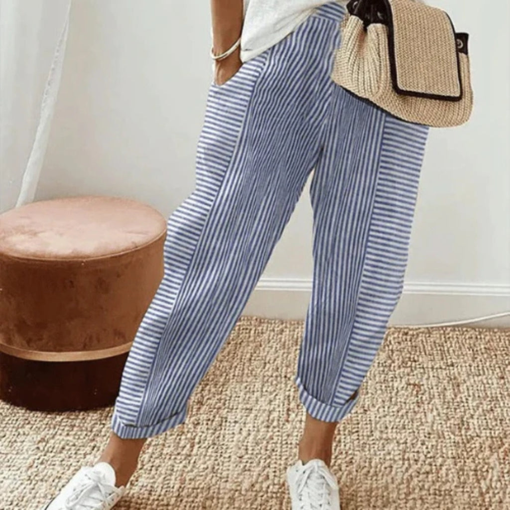 Serena | Relaxed Stripe Linen Pants