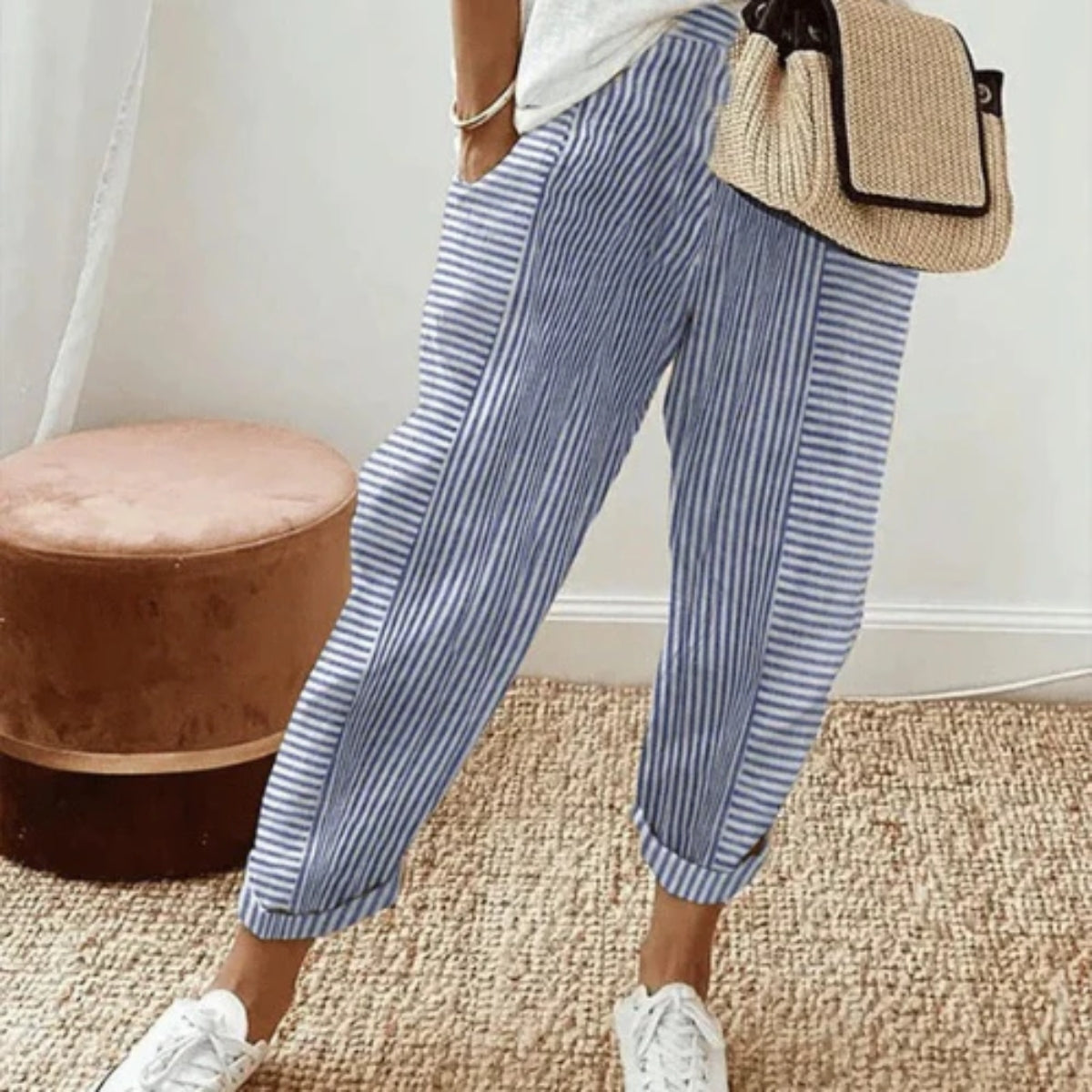 Serena | Relaxed Stripe Linen Pants