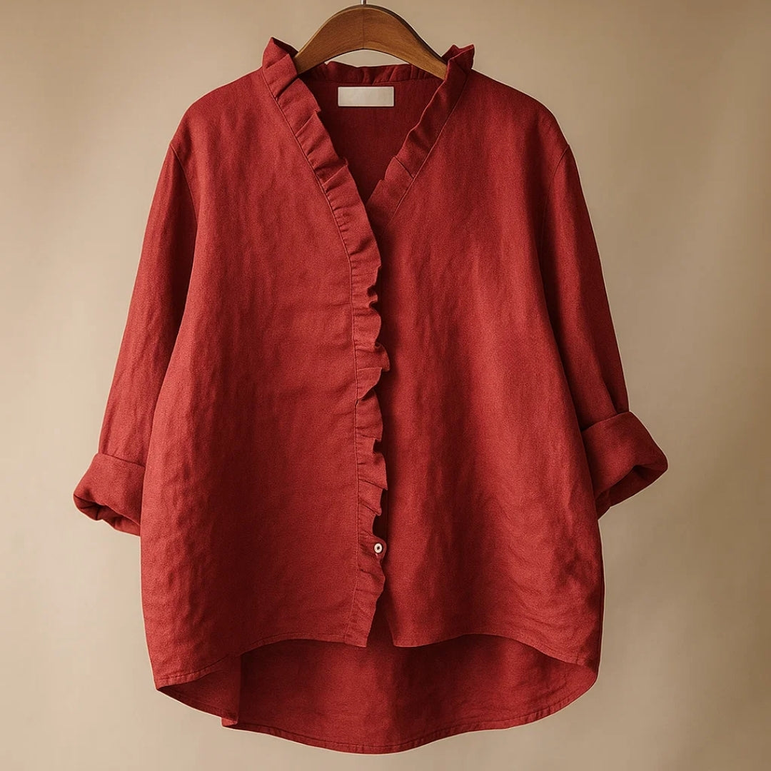 Rosalyn Blouse | Soft Linen Ruffle Top