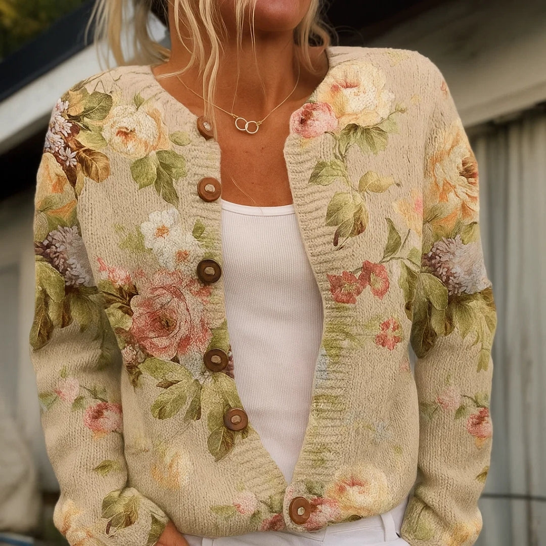 Willow Bloom | Cozy Floral Knit Cardigan