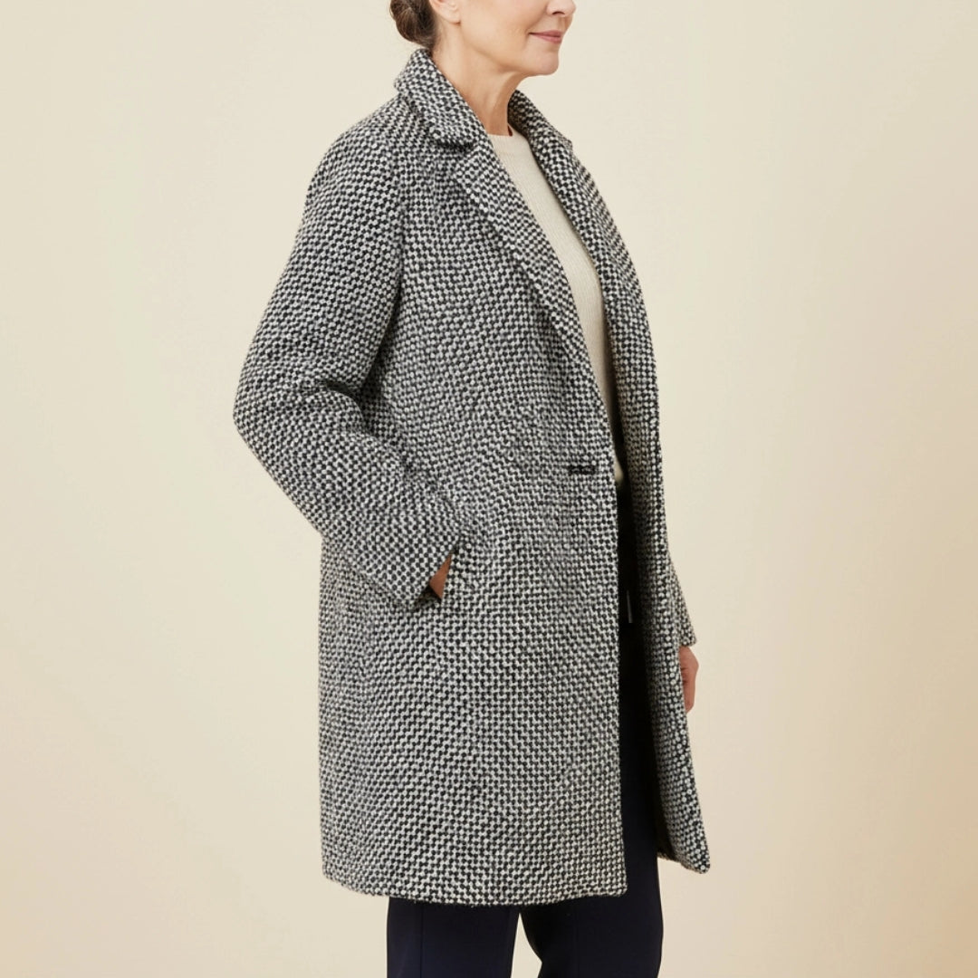 Evelaine | Soft Houndstooth Long Coat