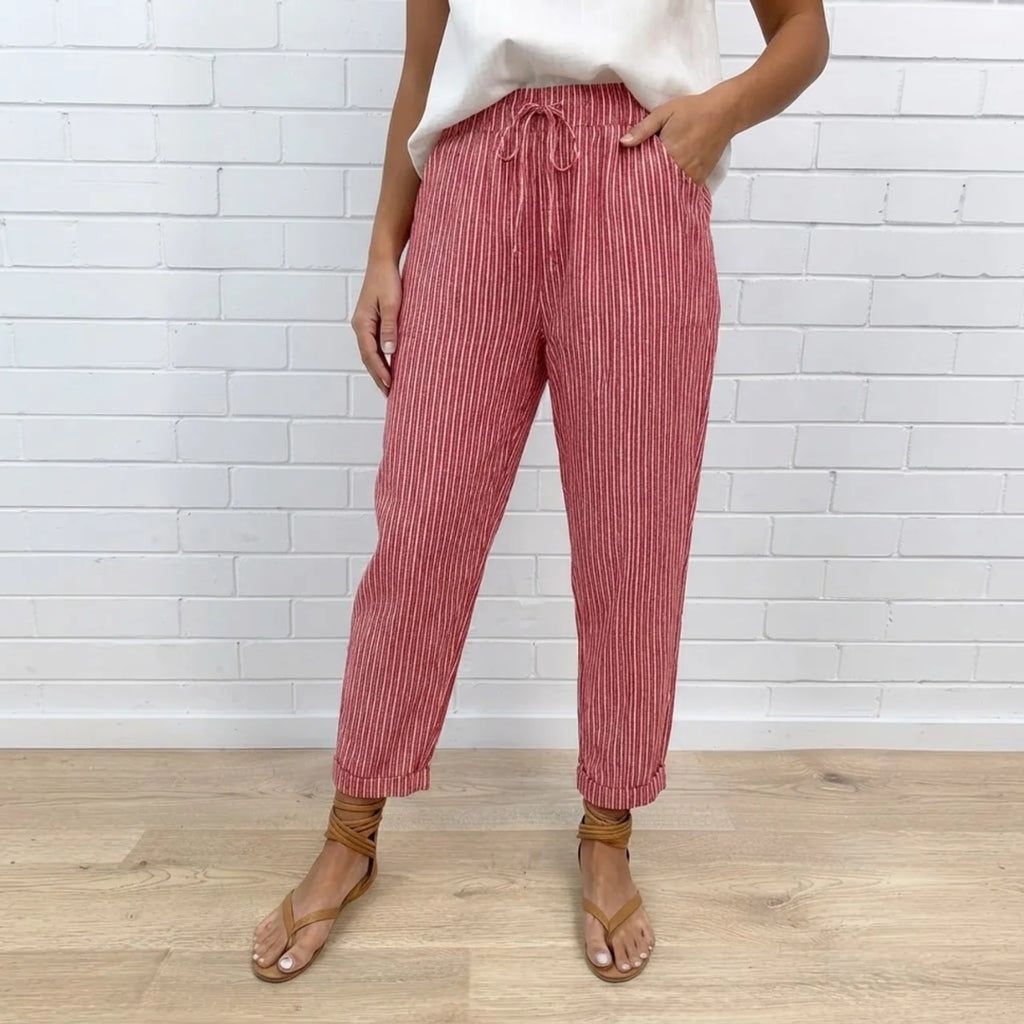 Serena | Relaxed Stripe Linen Pants