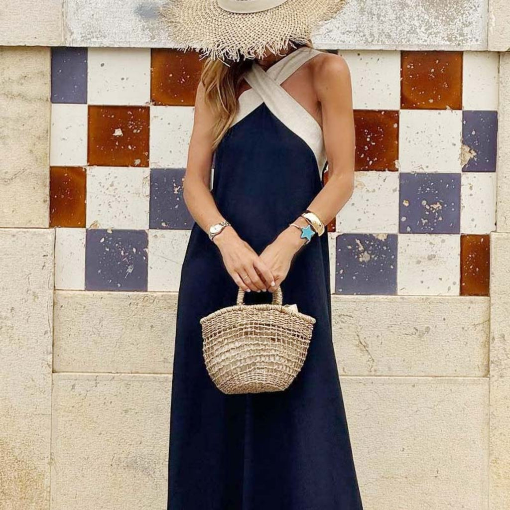 Sienna | Elegant Cross-Neck Maxi Dress