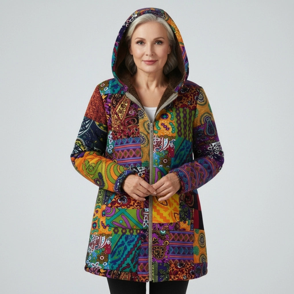 Annelise | Warm Fleece Floral Coat