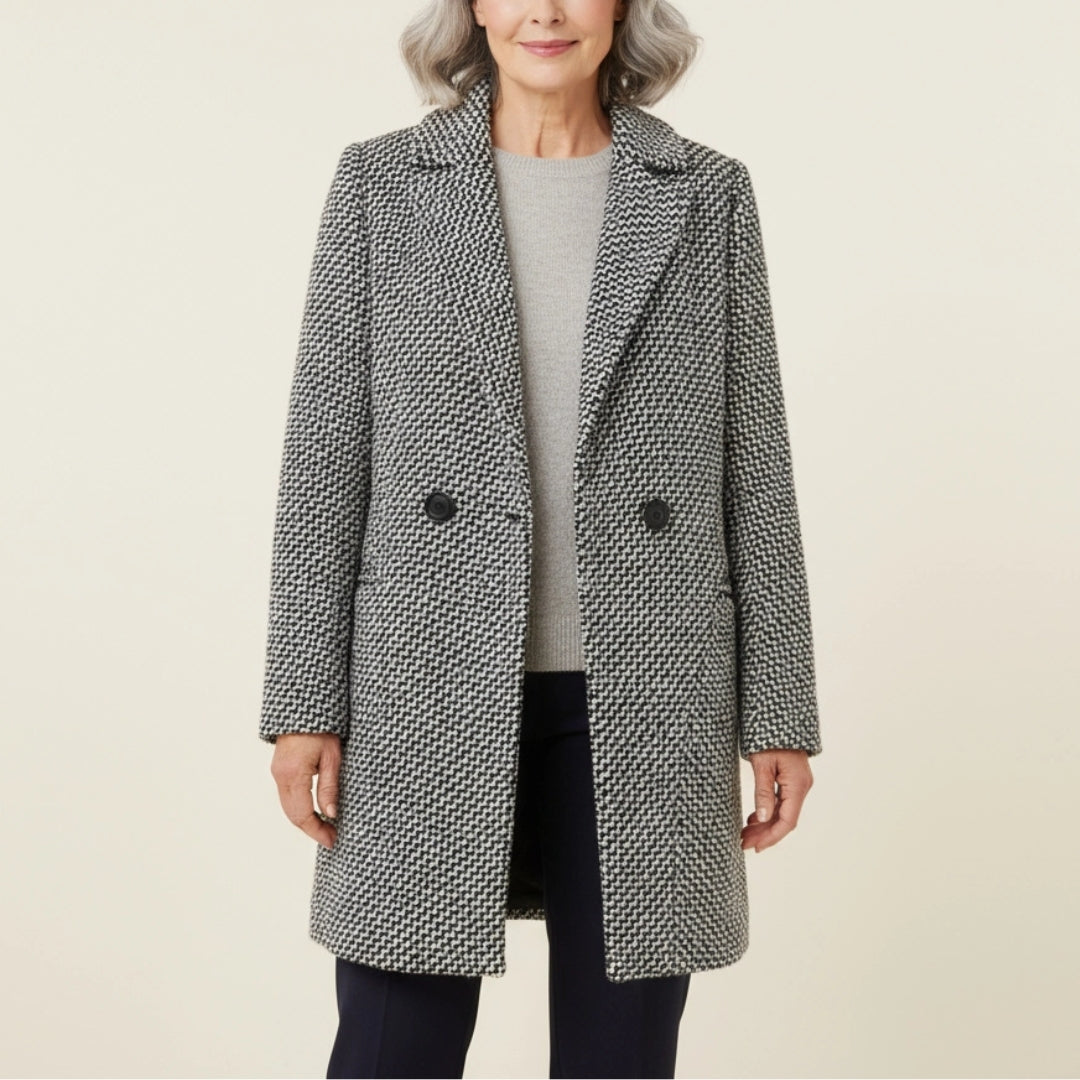 Evelaine | Soft Houndstooth Long Coat