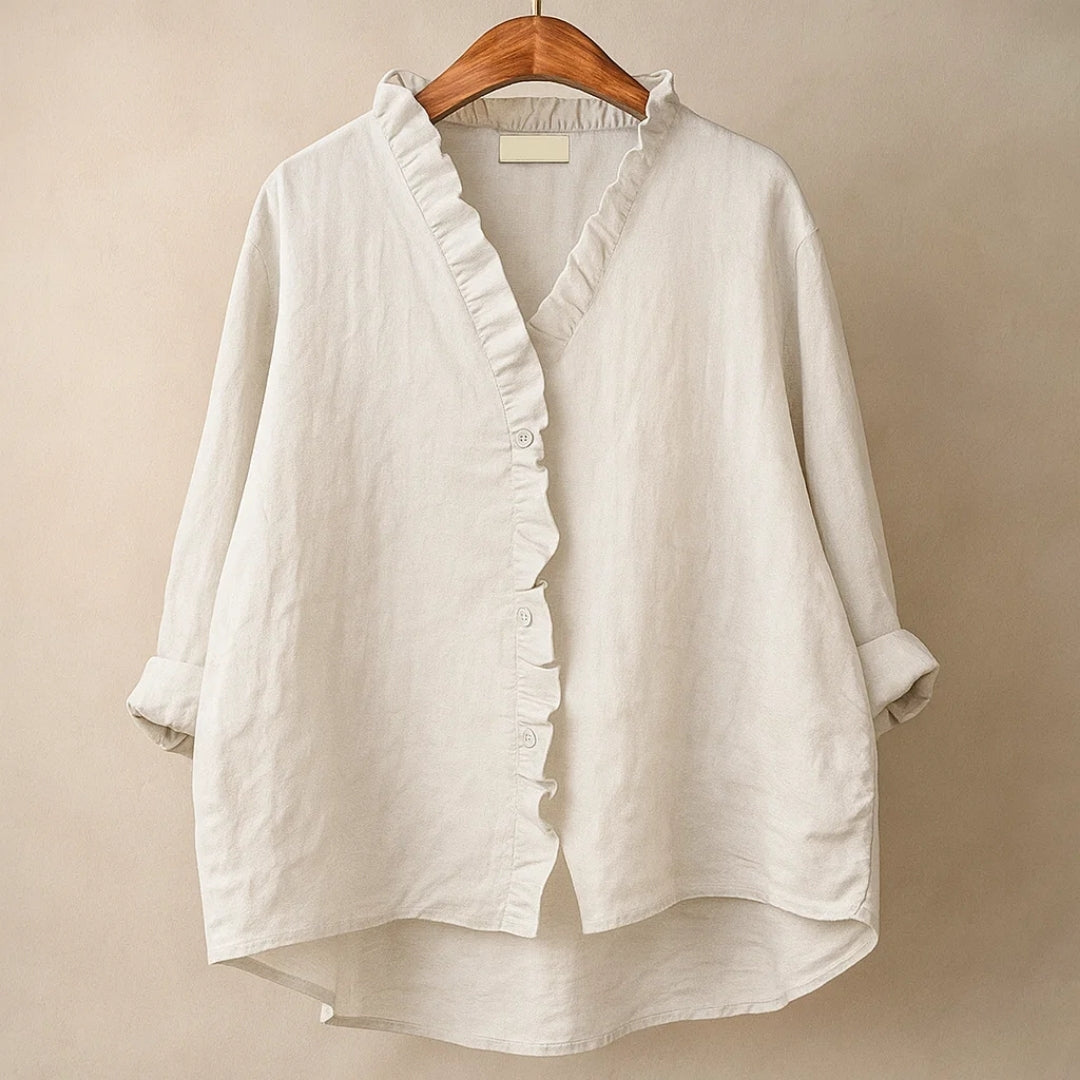 Rosalyn Blouse | Soft Linen Ruffle Top