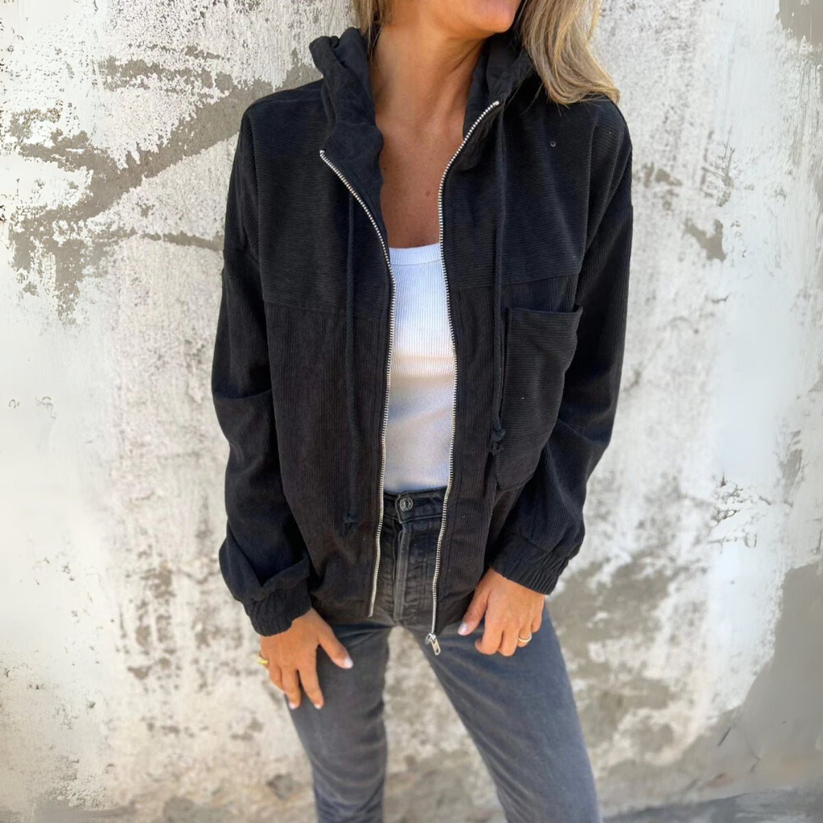 Lynora | Corduroy Zip Hoodie