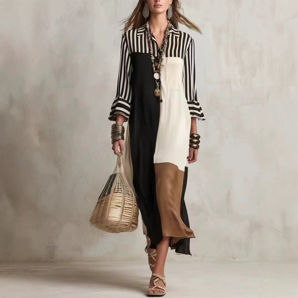 MARIELLE | STRIPED COLOURBLOCK DRESS FOR WOMEN