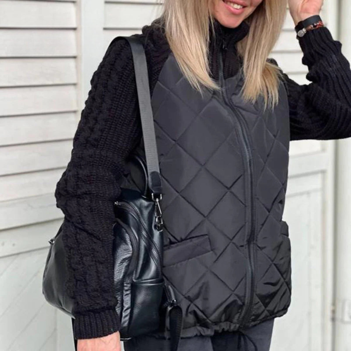 Elora | Elegant Fall Jacket with Knit Sleeves