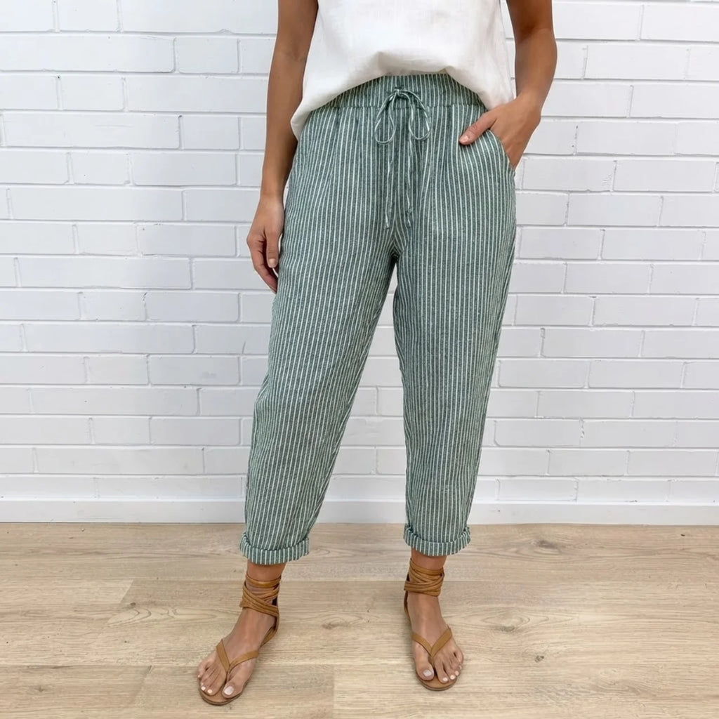Serena | Relaxed Stripe Linen Pants