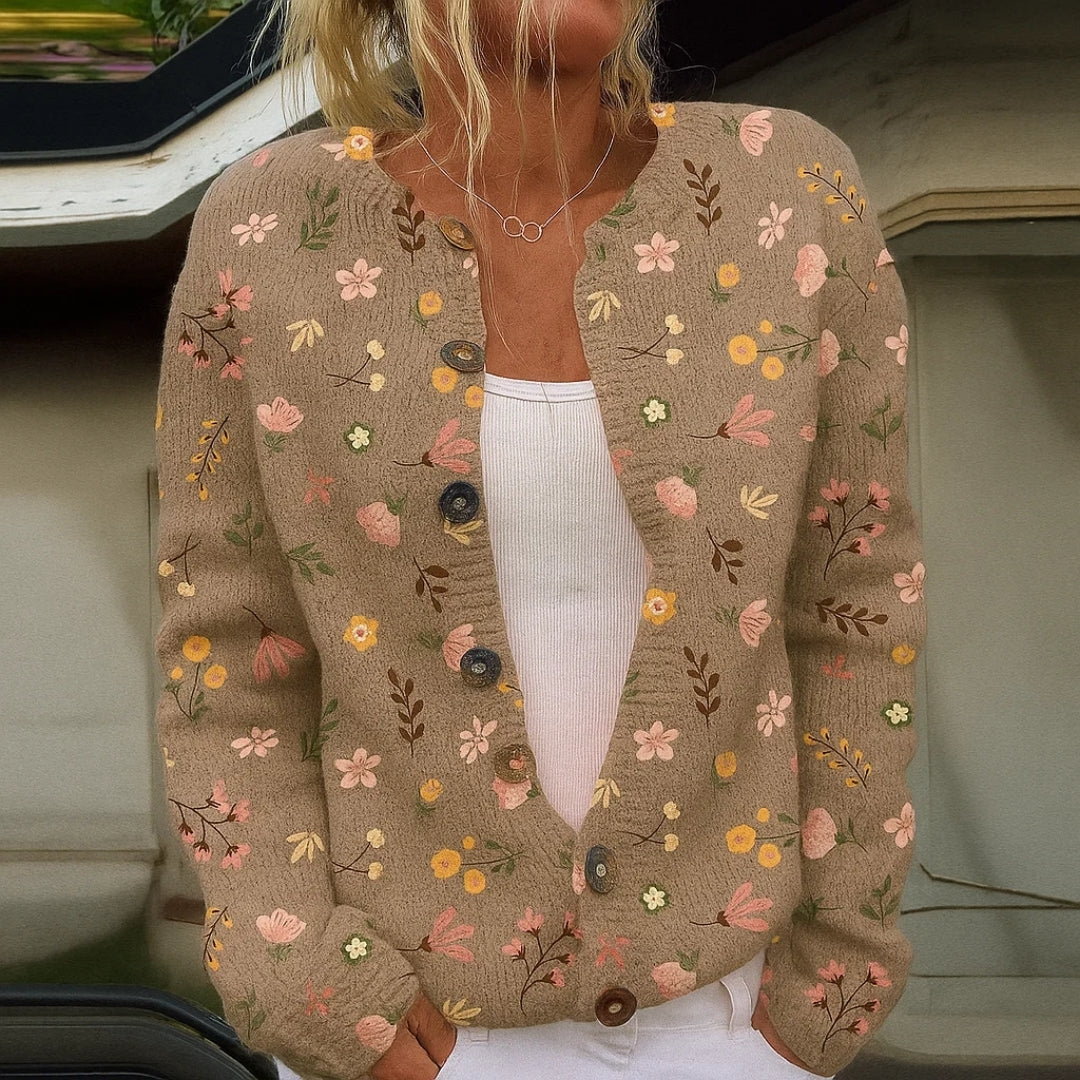 Willow Bloom | Cozy Floral Knit Cardigan
