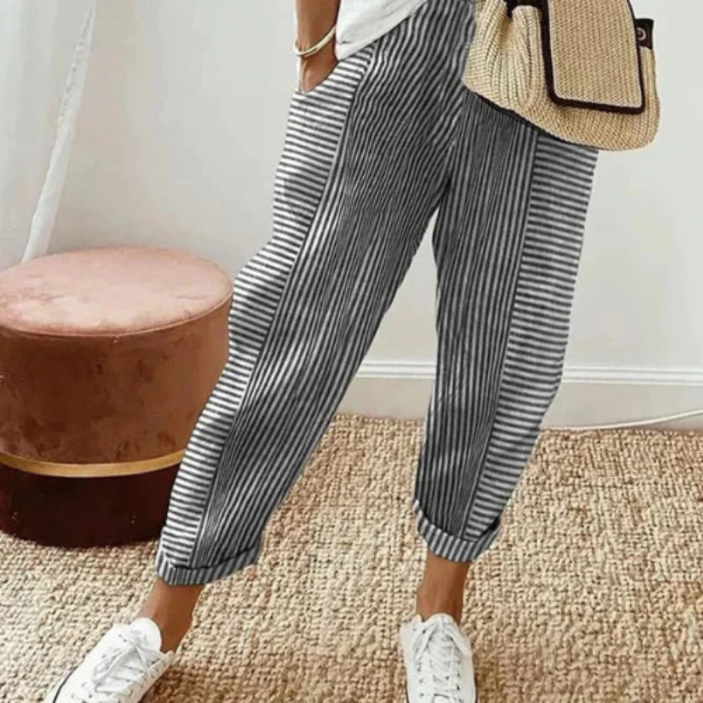 Serena | Relaxed Stripe Linen Pants