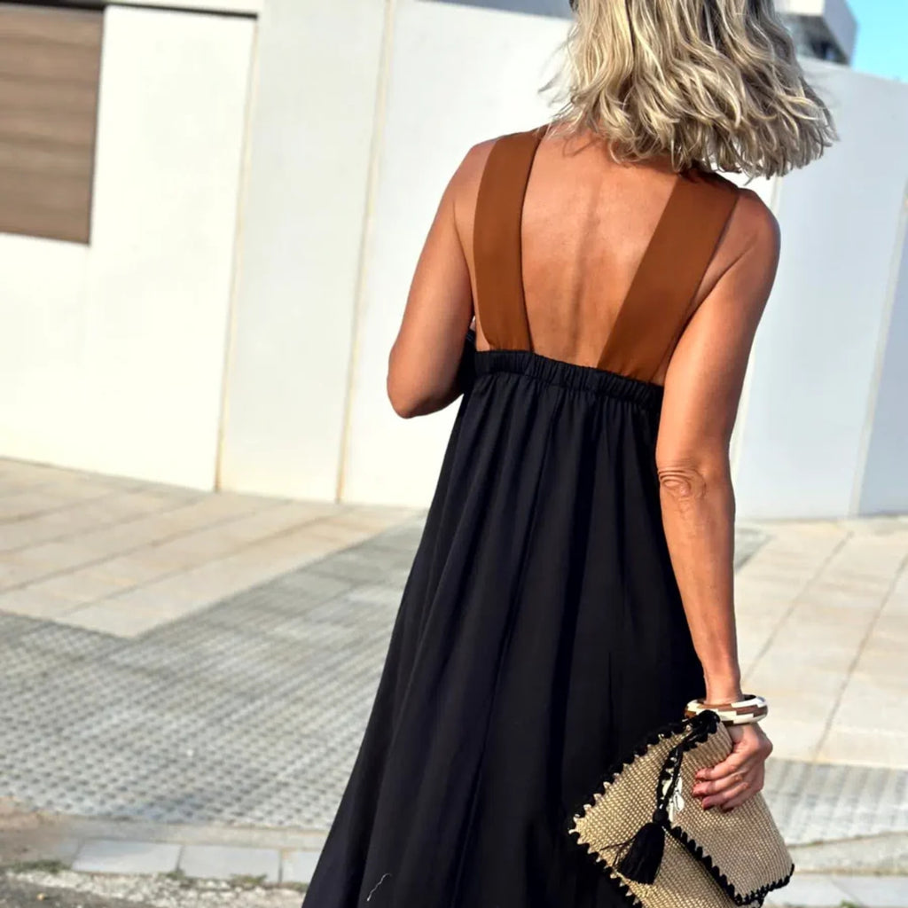 Sienna | Elegant Cross-Neck Maxi Dress