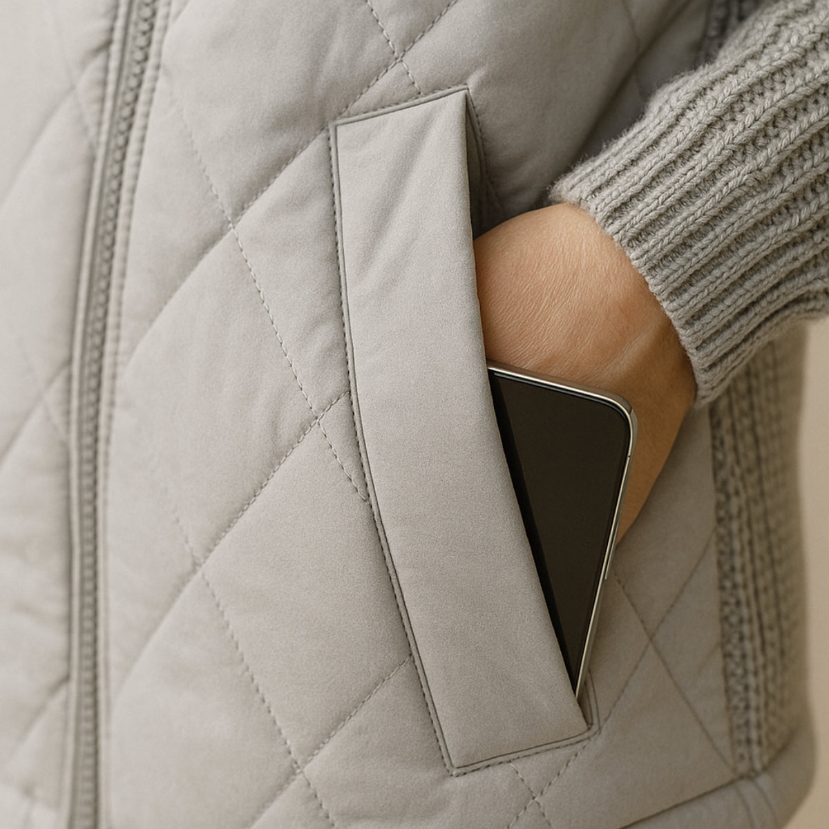 Elora | Elegant Fall Jacket with Knit Sleeves