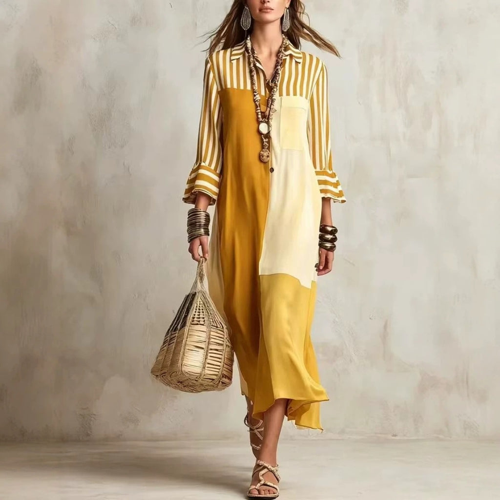 MARIELLE | STRIPED COLOURBLOCK DRESS FOR WOMEN