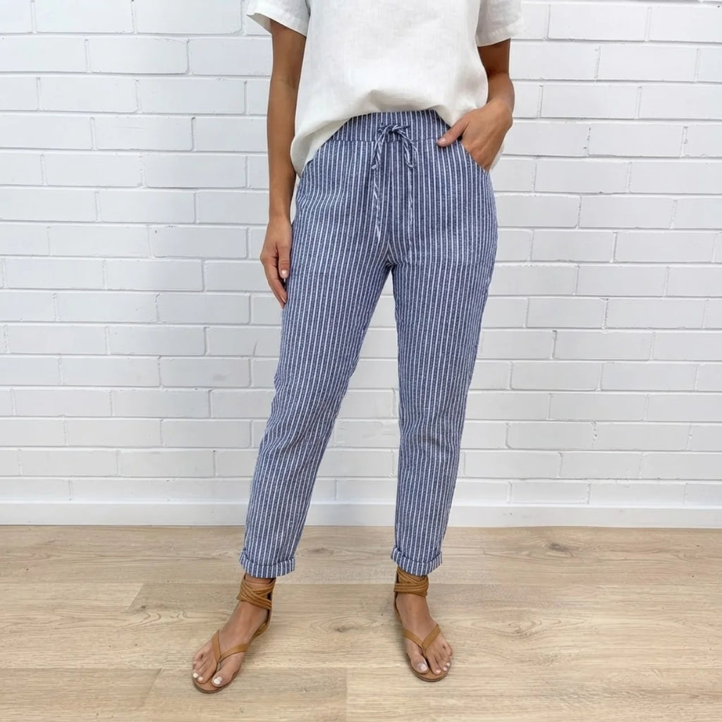 Serena | Relaxed Stripe Linen Pants