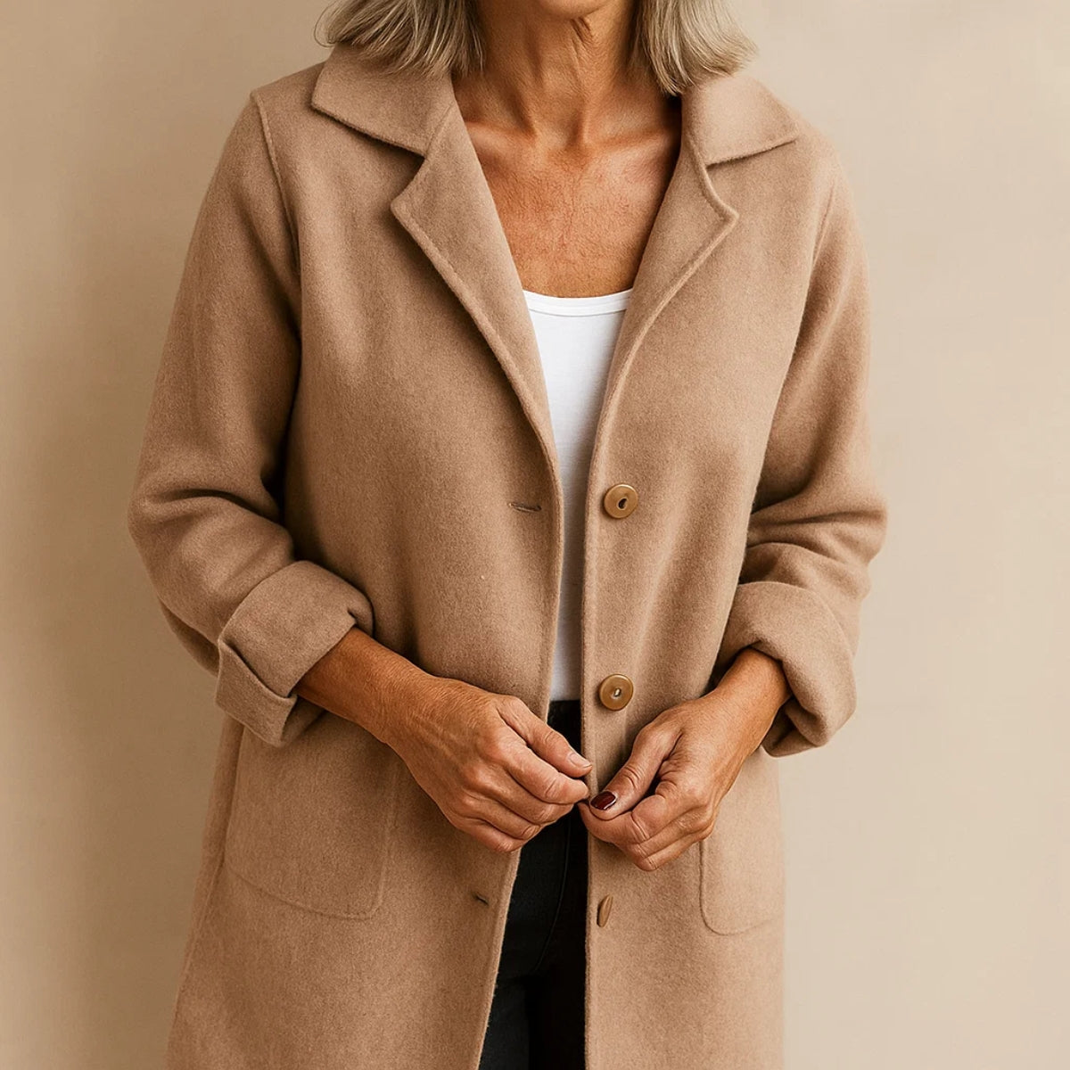 Maila | Casual Long Coat with Lapels