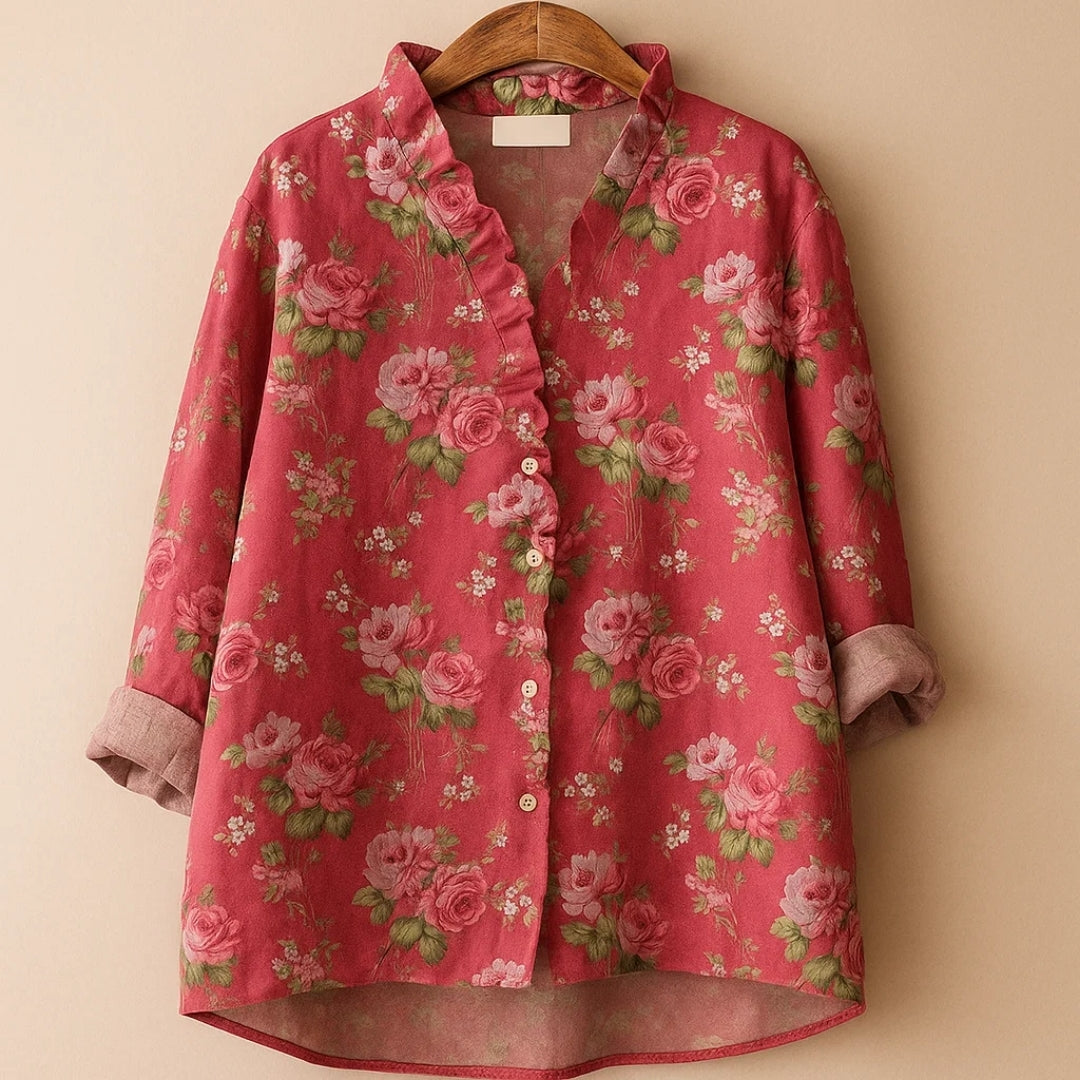 Rosalyn Blouse | Soft Linen Ruffle Top