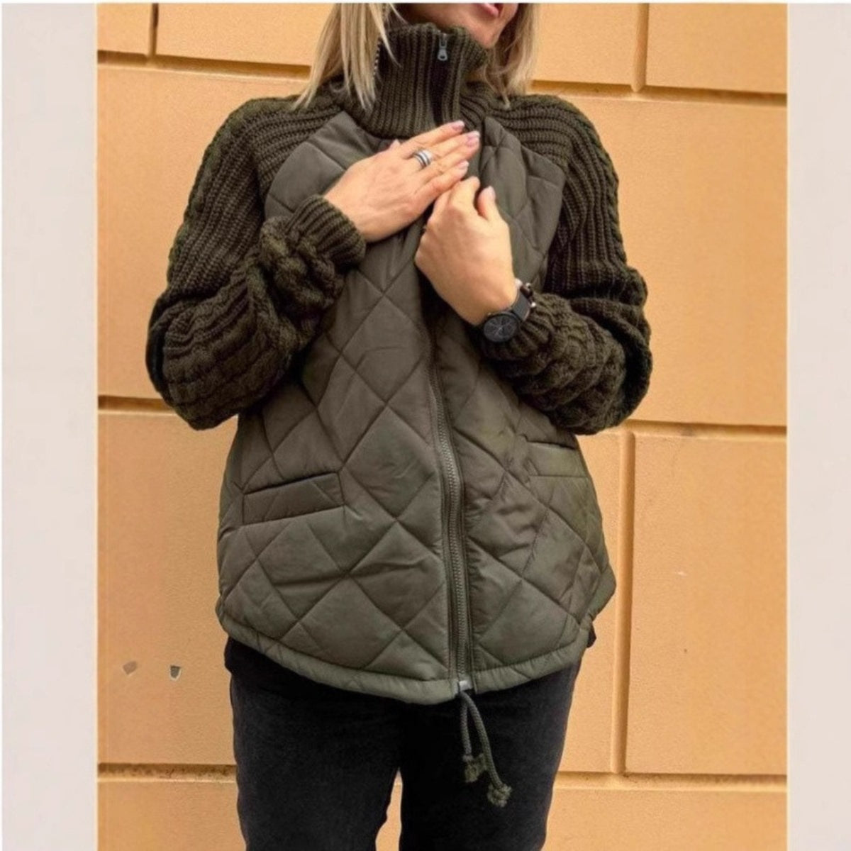 Elora | Elegant Fall Jacket with Knit Sleeves