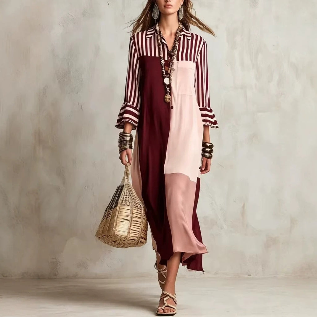 MARIELLE | STRIPED COLOURBLOCK DRESS FOR WOMEN