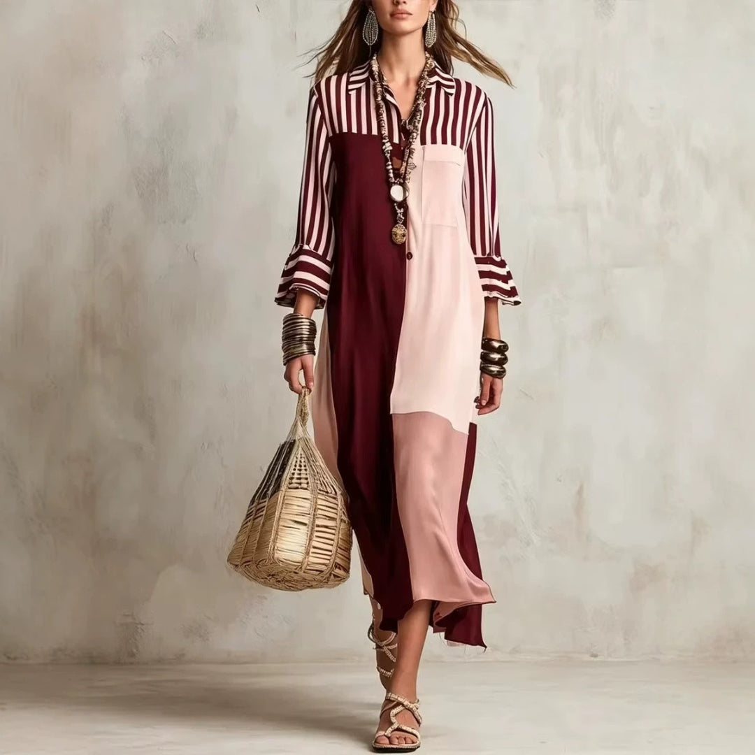 MARIELLE | STRIPED COLOURBLOCK DRESS FOR WOMEN