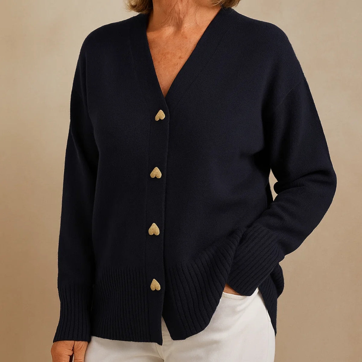 Ameline | Soft Knit Cardigan with Heart Buttons