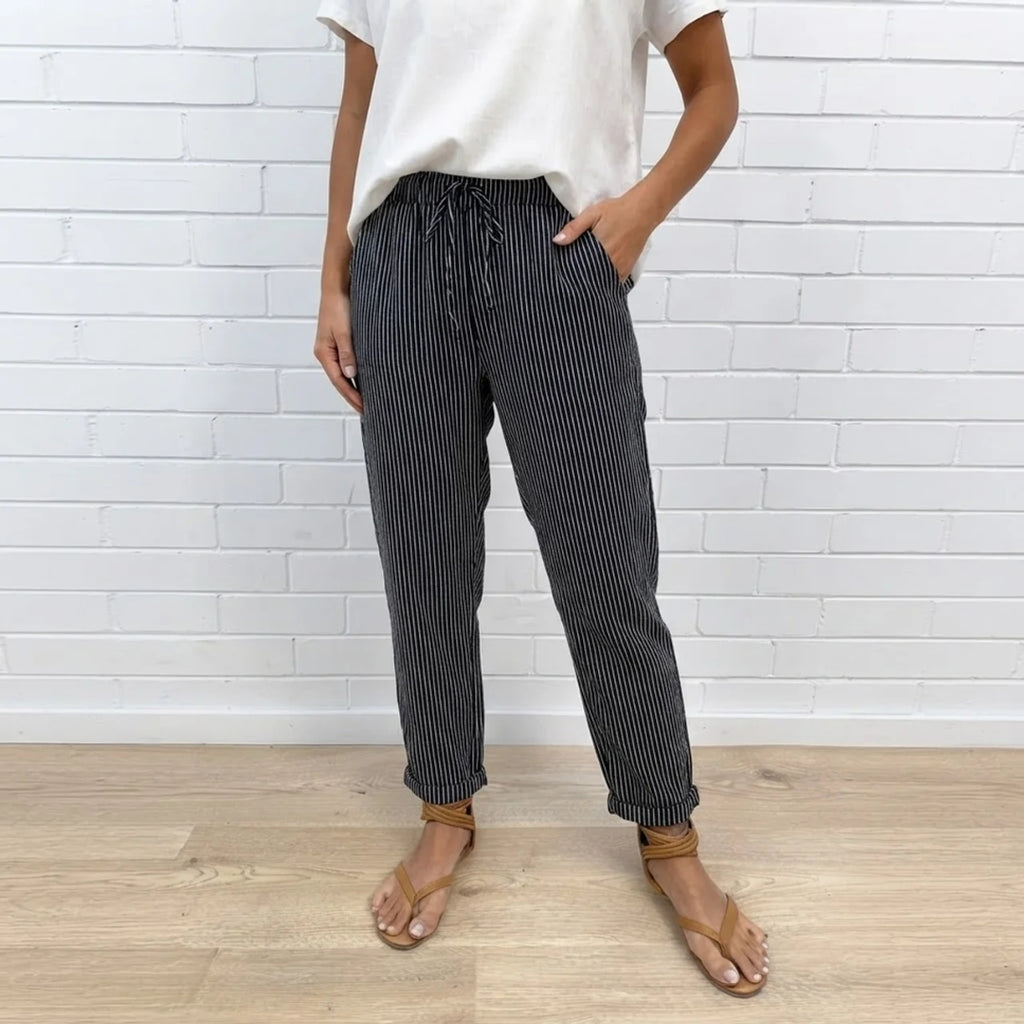 Serena | Relaxed Stripe Linen Pants