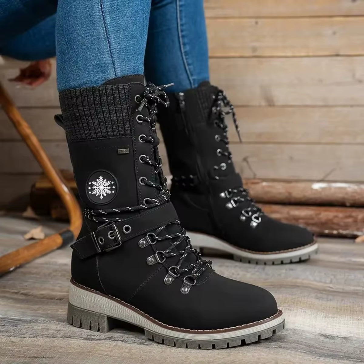 Snowhaven | Cozy Winter Lace-Up Boots