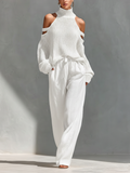 DIORELLE| KNIT TOP & WIDE-LEG PANTS SET FOR WOMEN