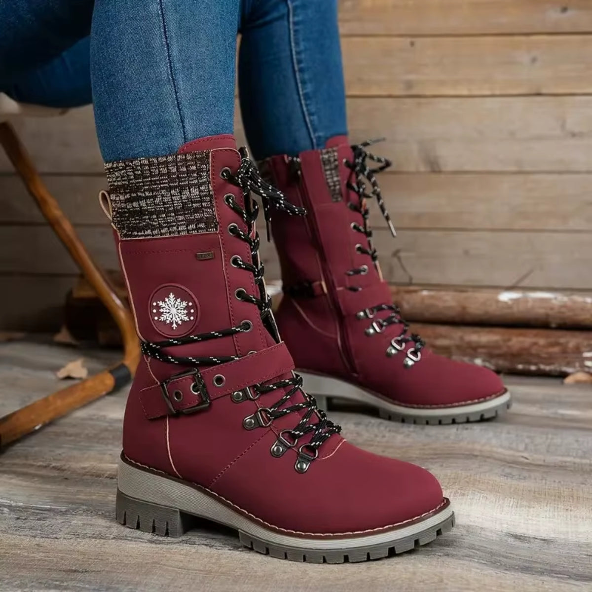 Snowhaven | Cozy Winter Lace-Up Boots