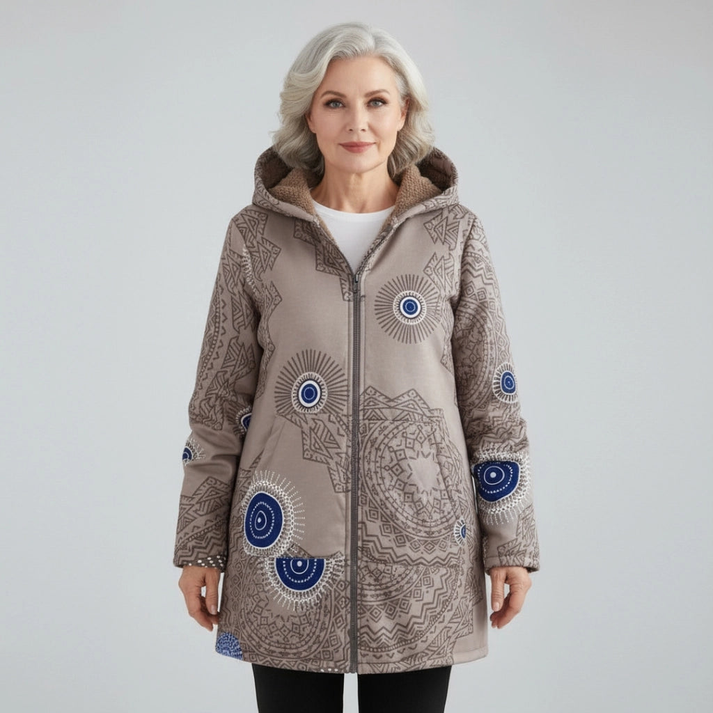 Annelise | Warm Fleece Floral Coat