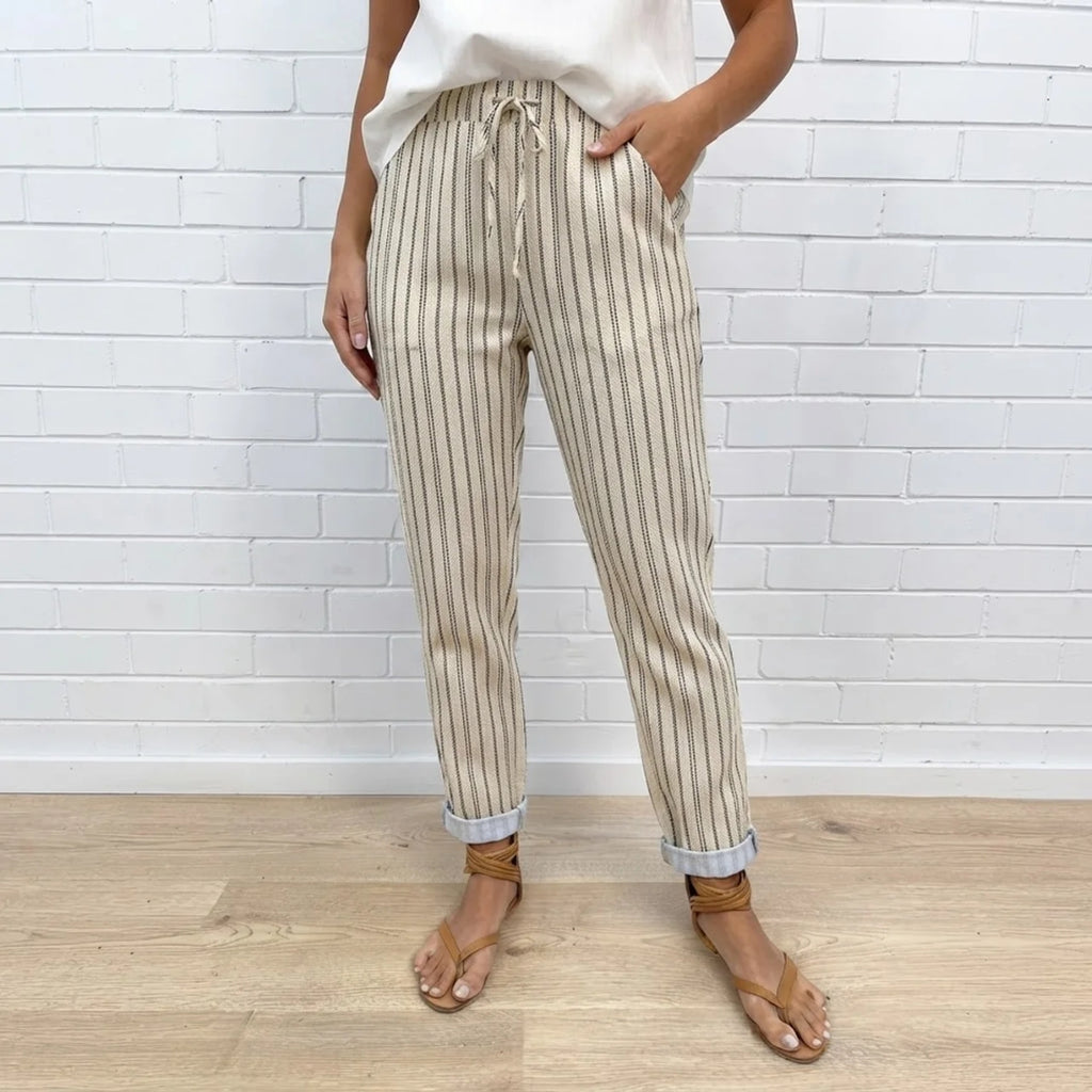 Serena | Relaxed Stripe Linen Pants