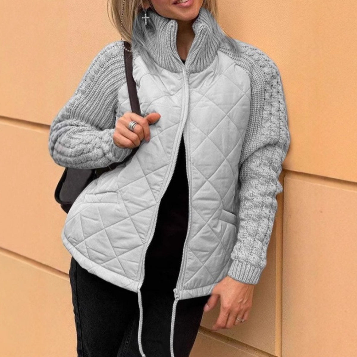 Elora | Elegant Fall Jacket with Knit Sleeves