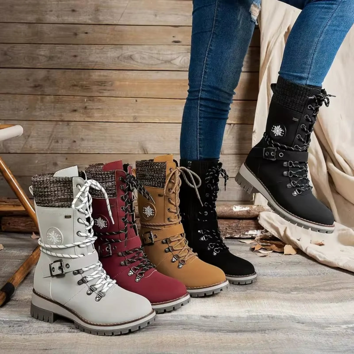 Snowhaven | Cozy Winter Lace-Up Boots